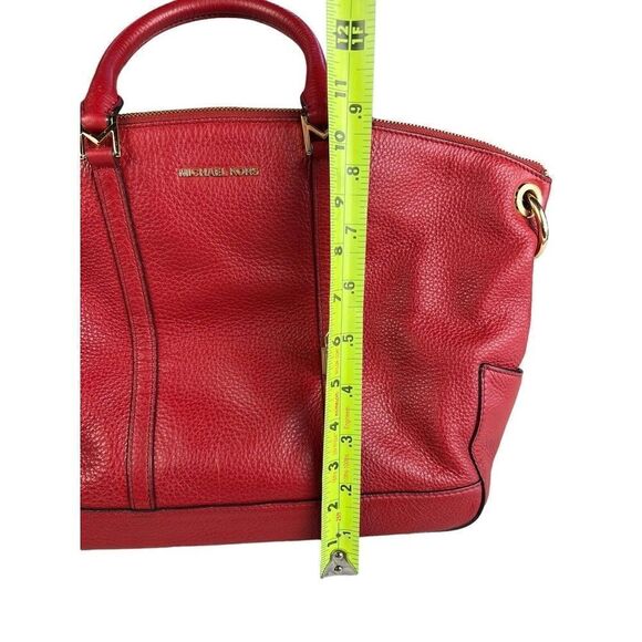 Michael Kors Beckett Large Leather Satchel Handbag Burnt Red Pebble Grain - Picture 7 of 12